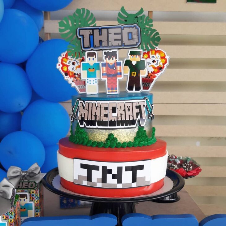 Bolo Minecraft: dicas e inspirações para um bolo criativo e original   Tortas minecraf, Postres para mesa de postres fiestas, Tarta de minecraft
