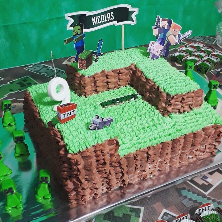 Bolo Personalizado do Minecraft de Chantilly