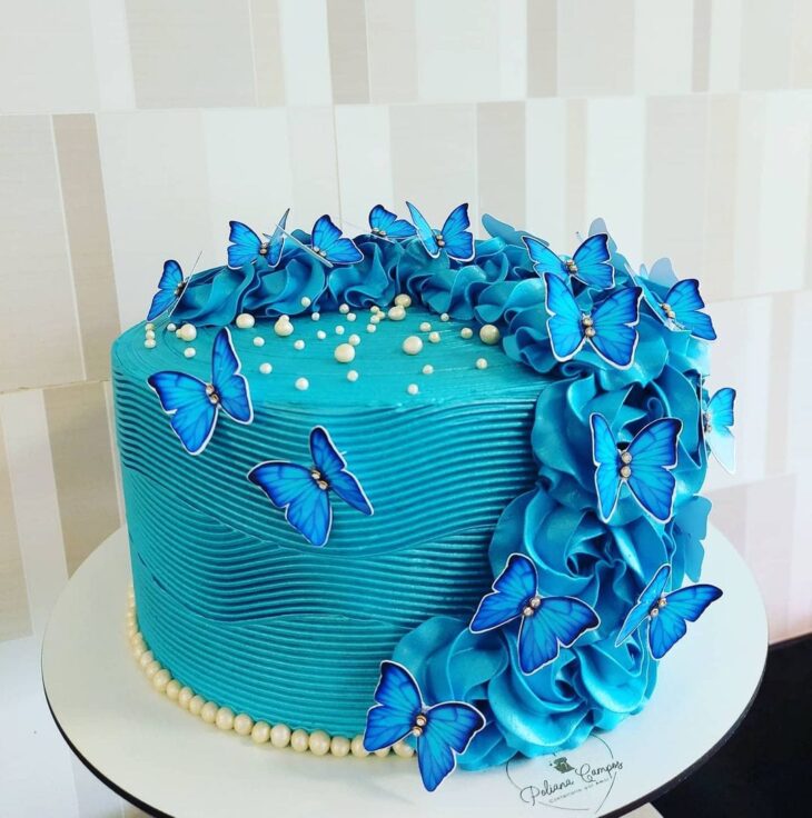 tema de bolo borboleta azul