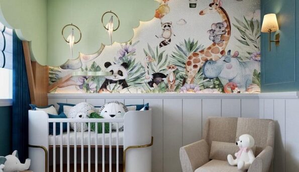 quarto de bebe safari com cortinas