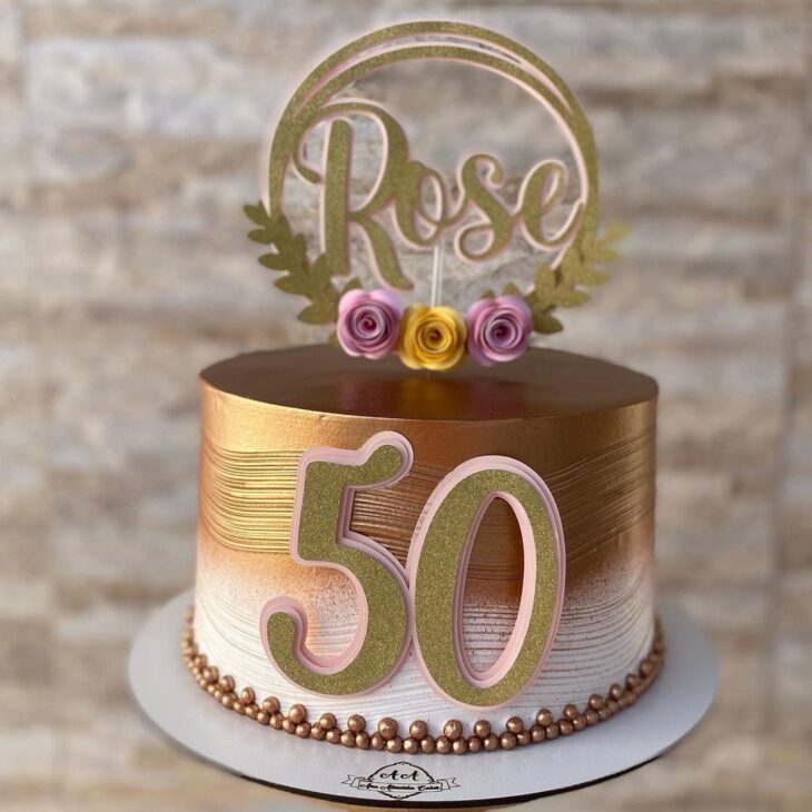 Topo de Bolo 50 anos Aniversário - Sonho Fino Party And Cake