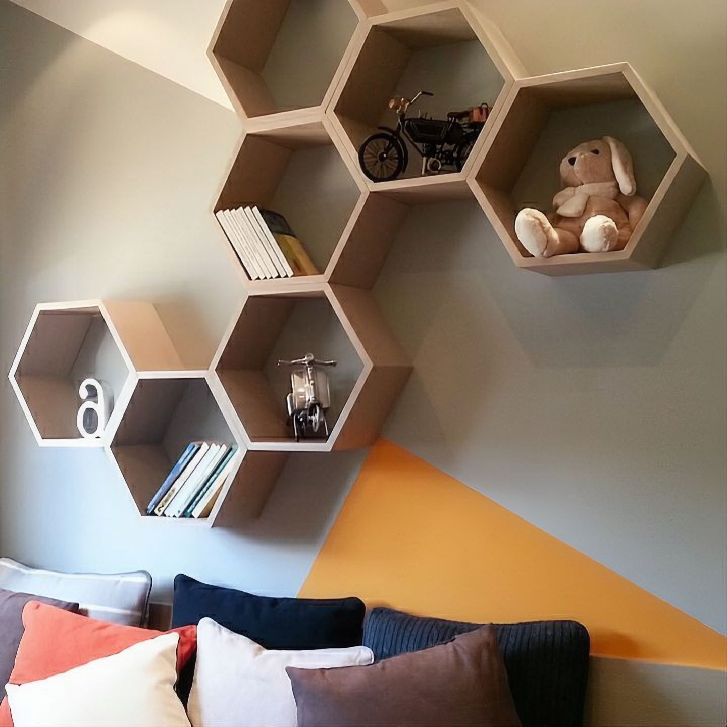 Nicho hexagonal modelos para uma decoração geométrica